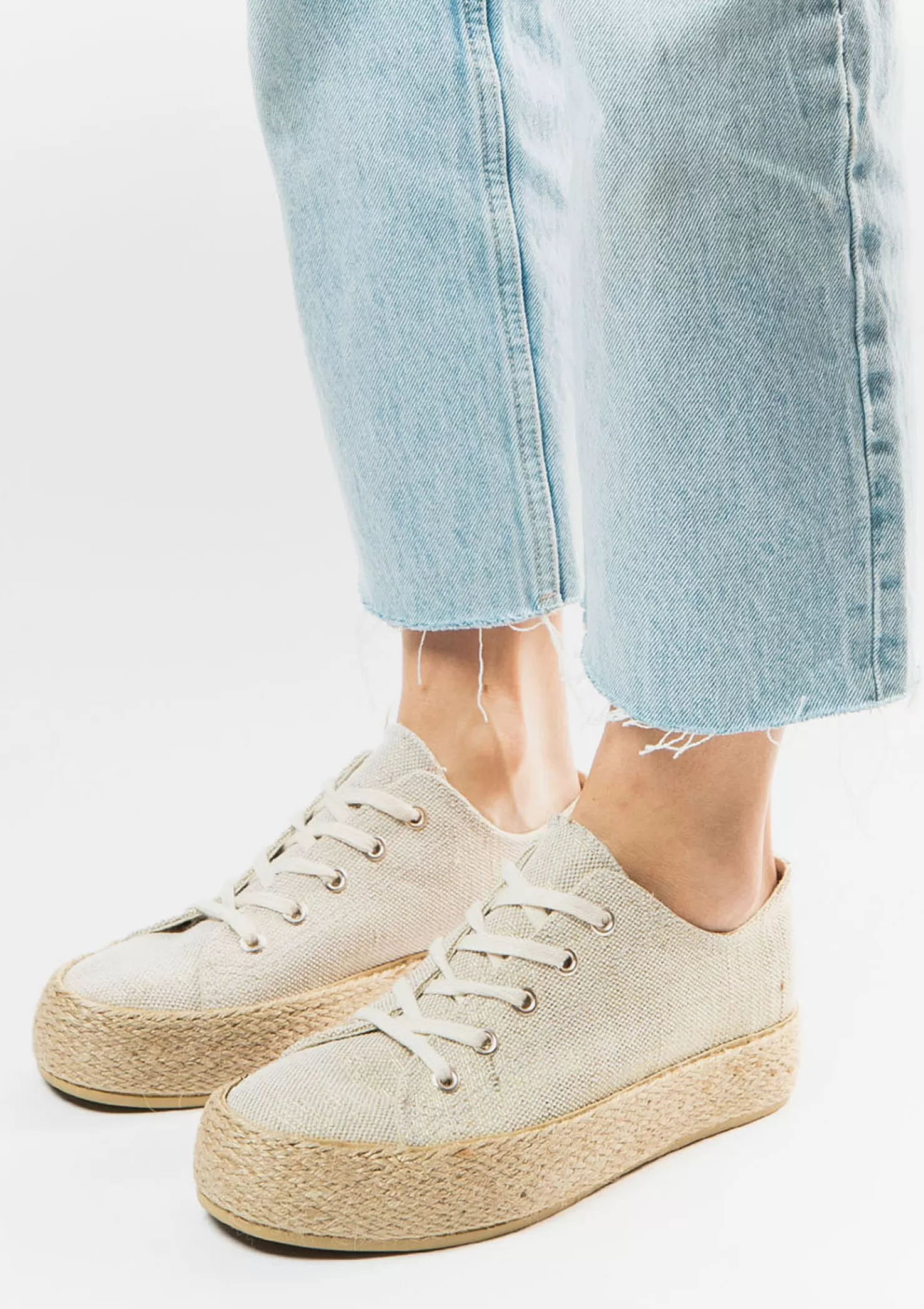 New Sacha Beige Glitter Sneakers Met Touwzool