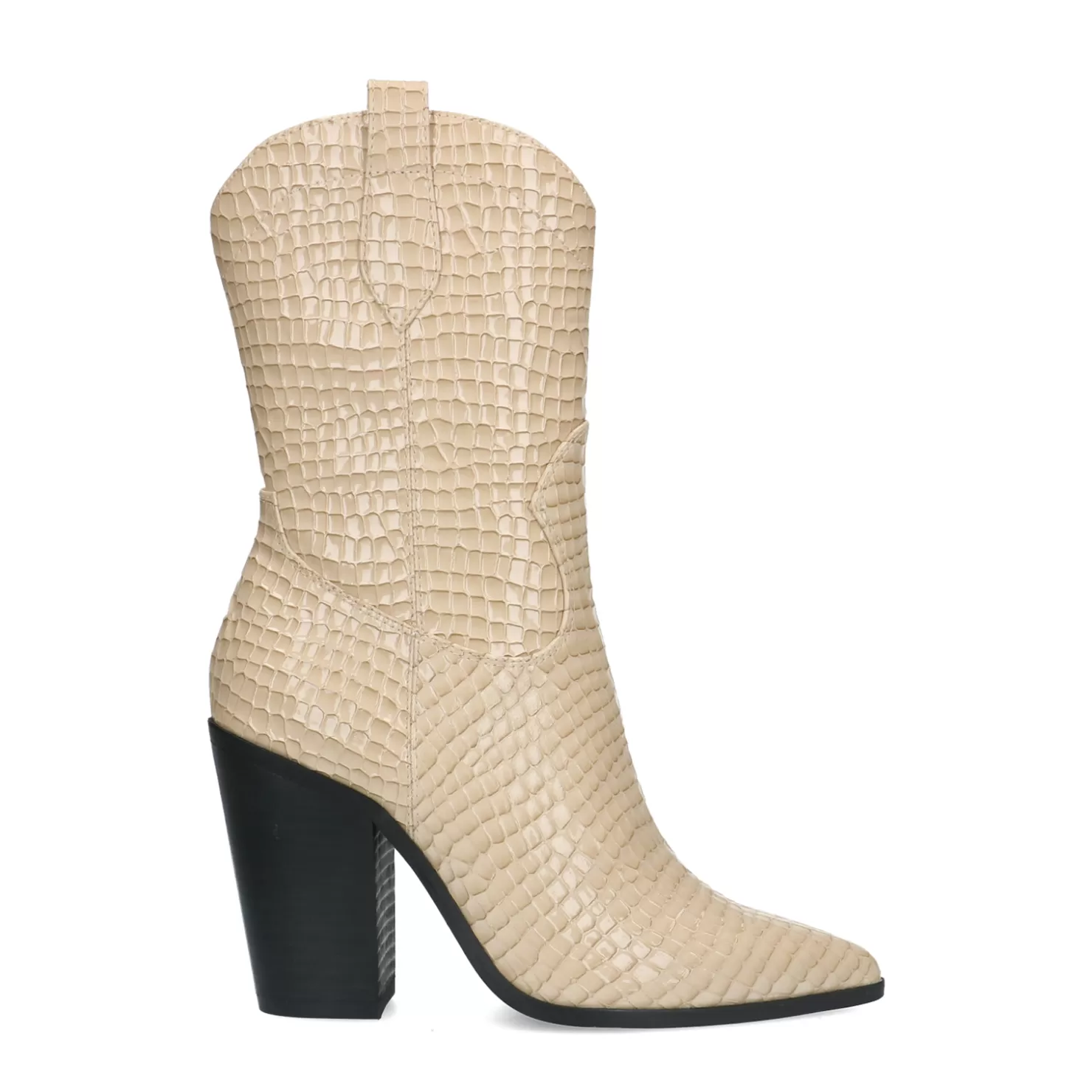 Flash Sale Sacha Beige Lage Croco Cowboylaarzen