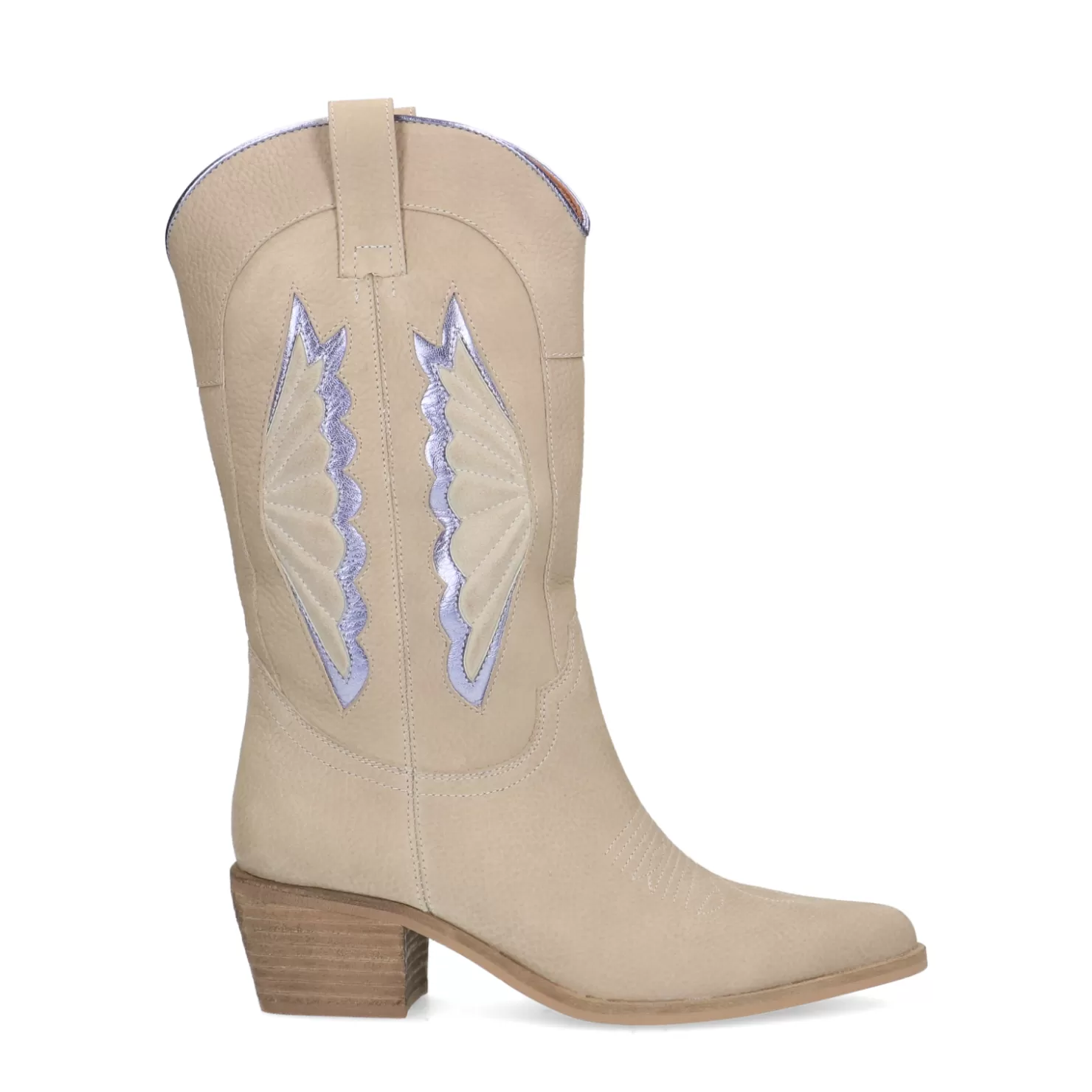 Online Sacha Beige Leren Cowboylaarzen