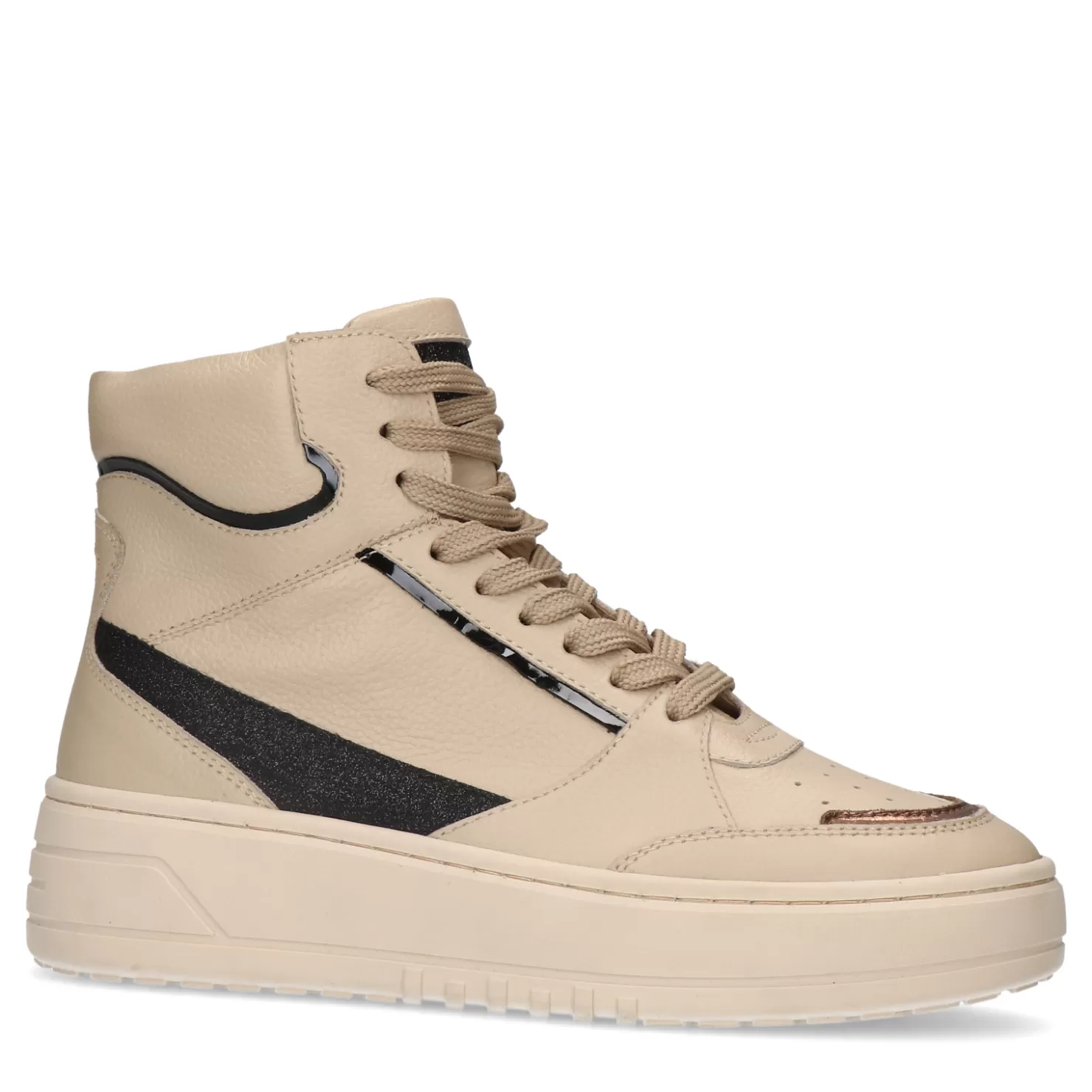 Store Sacha Beige Leren Hoge Sneakers