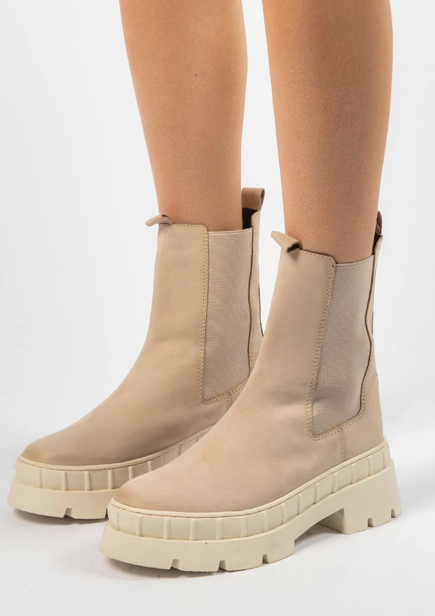 Sale Sacha Beige Nubuck Chelsea Boots