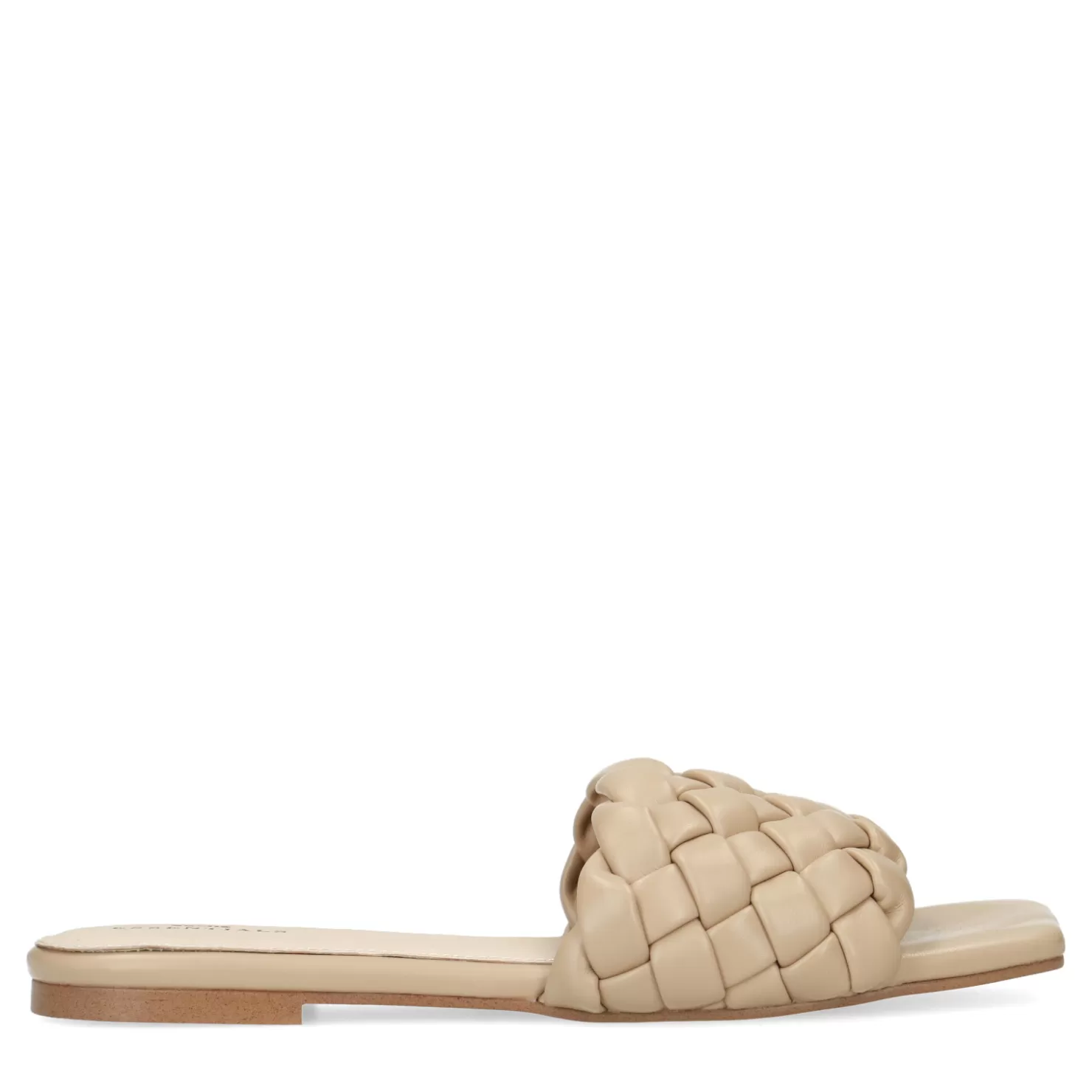 Store Sacha Beige Slippers Met Brede Gevlochten Band