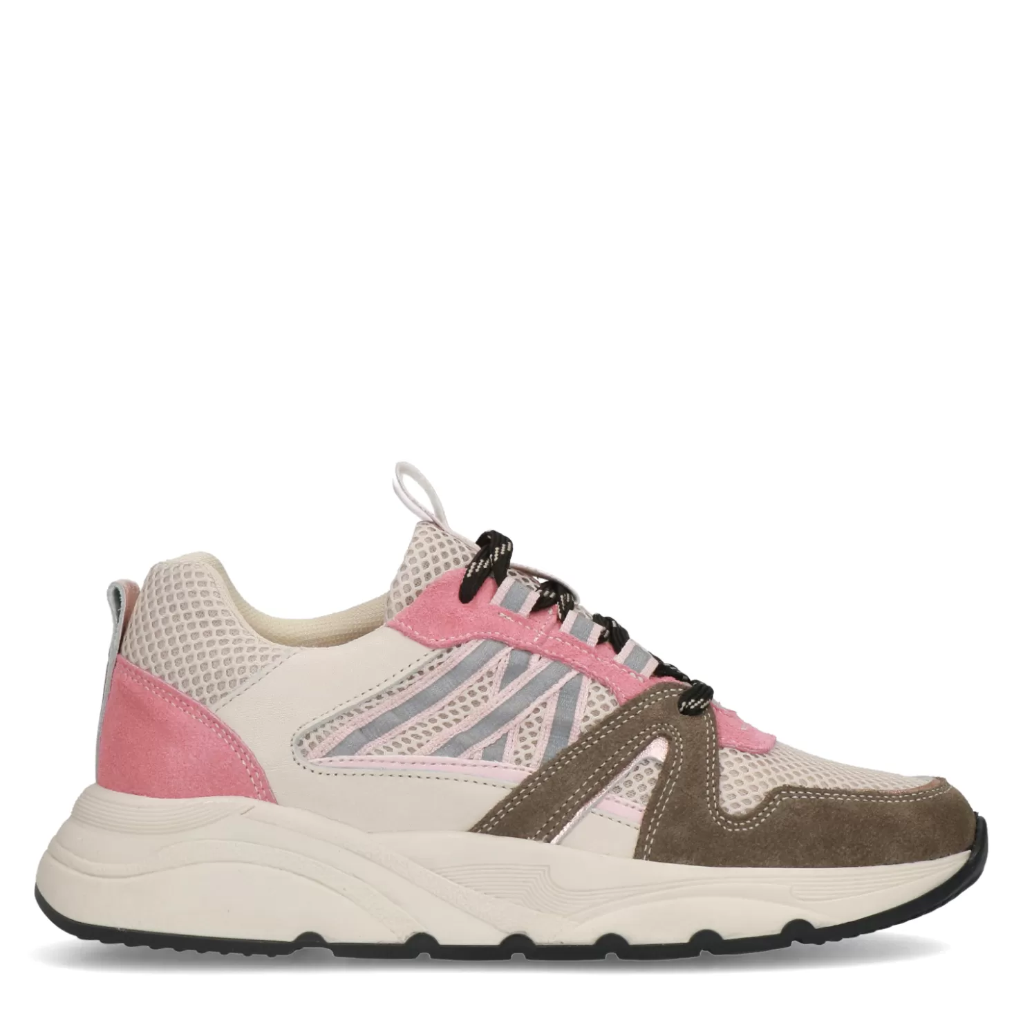 Hot Sacha Beige Sneakers Met Roze En Groene Details