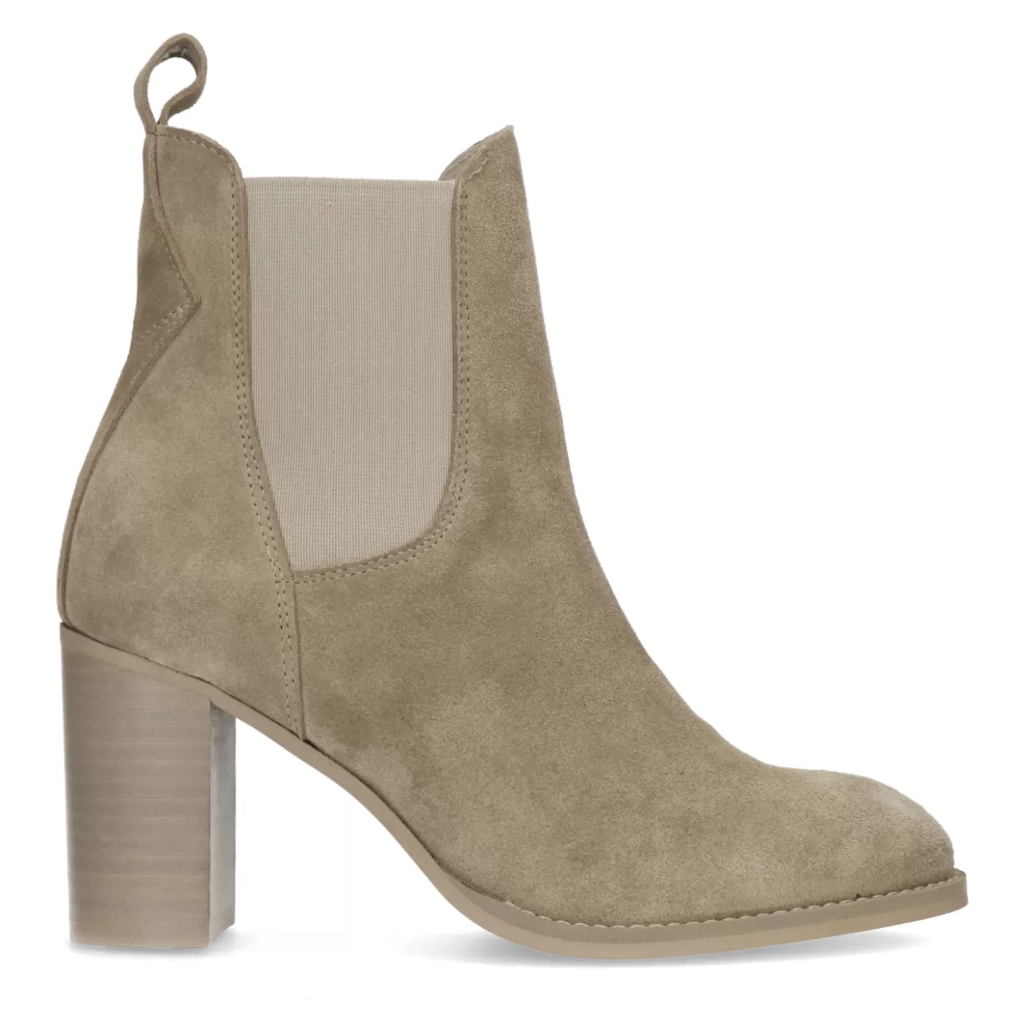 Outlet Sacha Beige Suede Chelsea Boots Met Hak