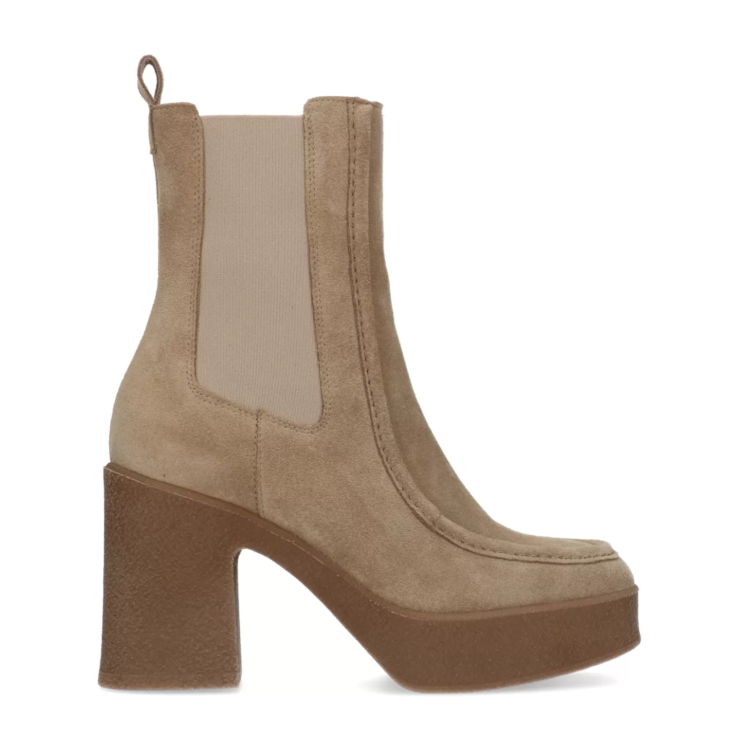 Store Sacha Beige Suede Chelsea Boots Met Plateau Hak