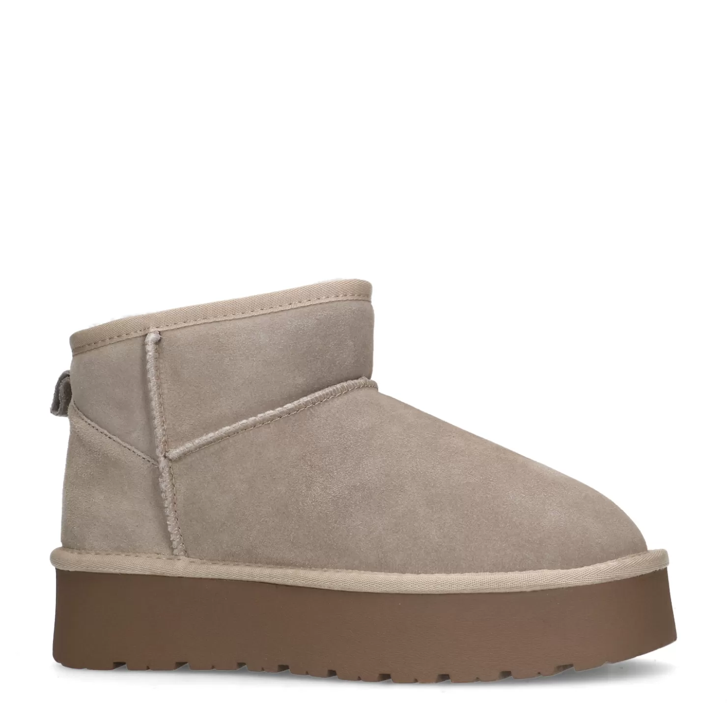 Cheap Sacha Beige Suede Enkelboots Met Plateau Zool