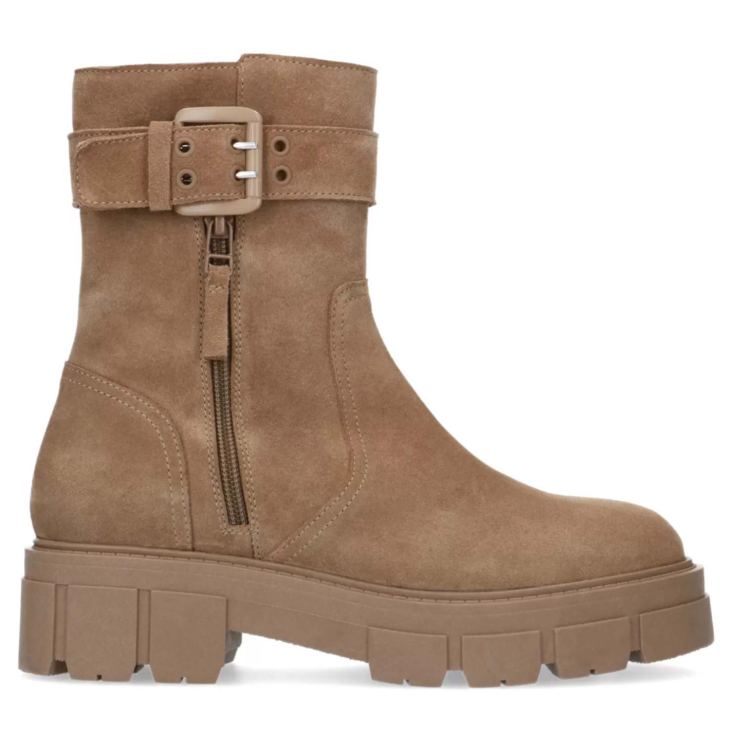 Sale Sacha Beige Suede Enkellaarsjes Met Gesp