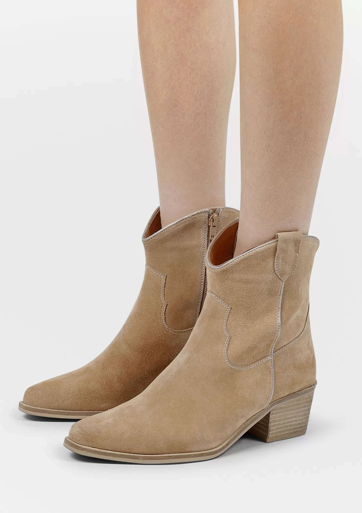 Hot Sacha Beige Suede Lage Cowboylaarzen