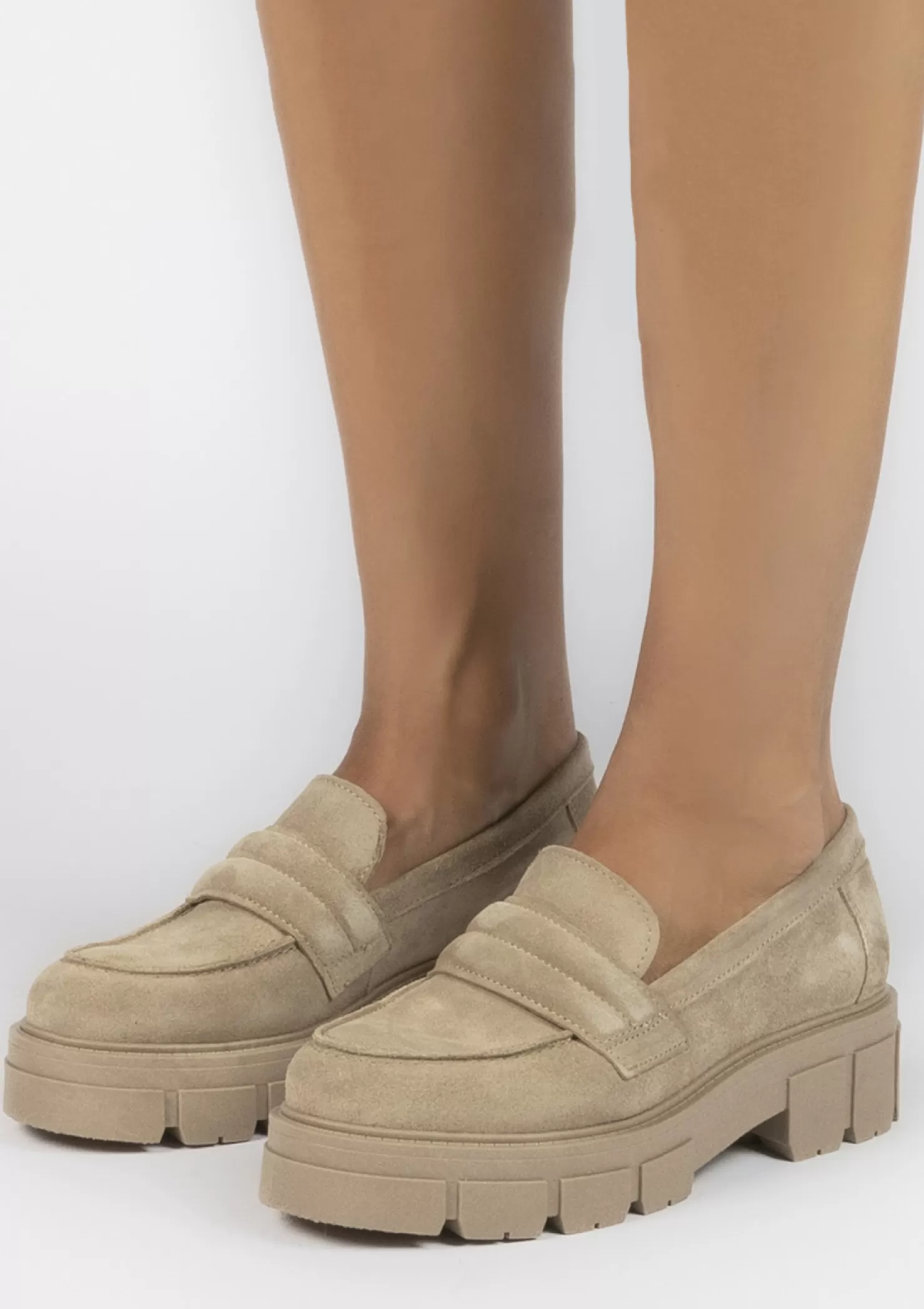 Fashion Sacha Beige Suede Loafers