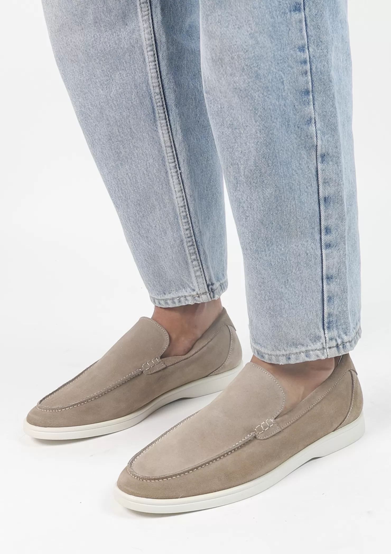 Shop Sacha Beige Suede Loafers