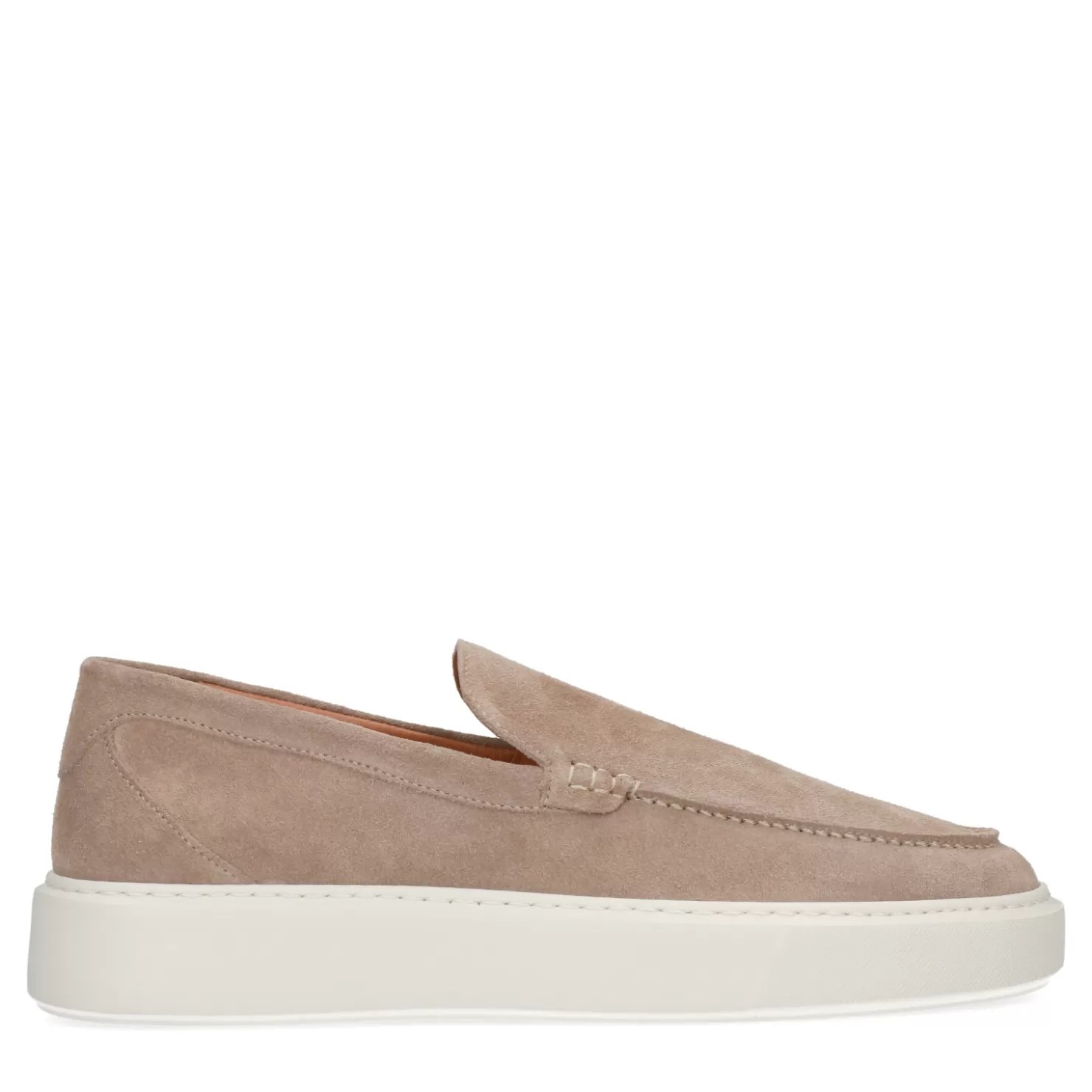 Shop Sacha Beige Suede Loafers Met Witte Zool