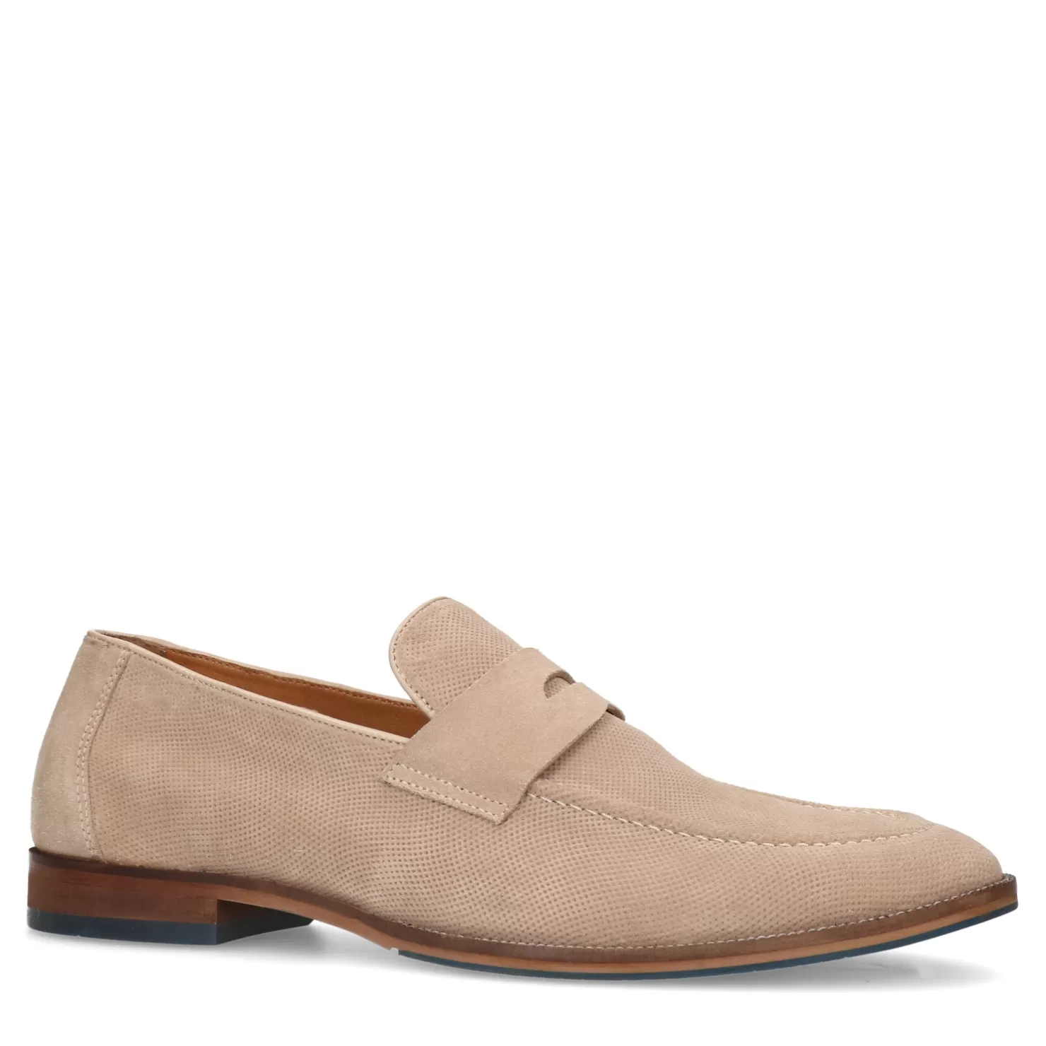 Shop Sacha Beige Suede Penny Loafers