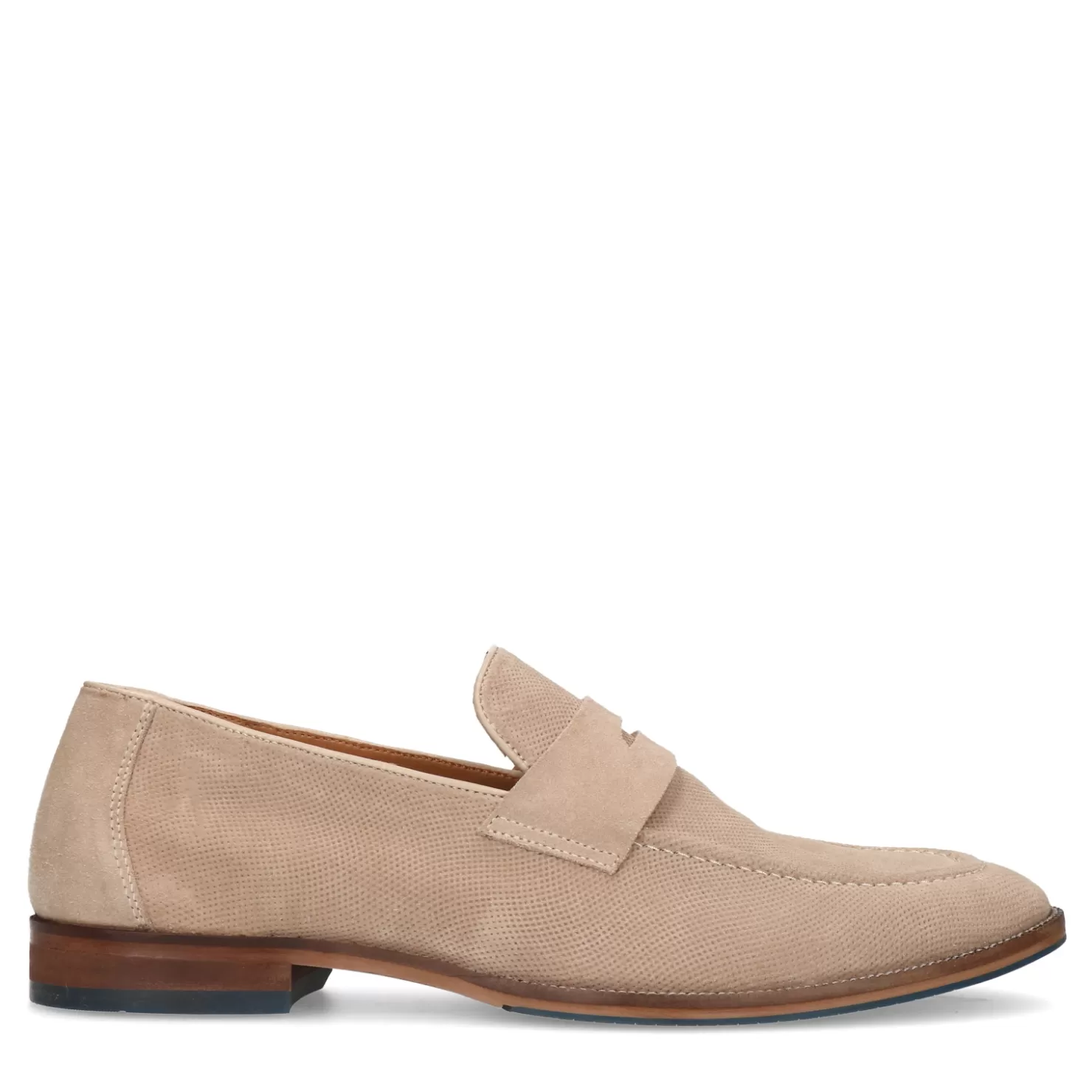 Shop Sacha Beige Suede Penny Loafers