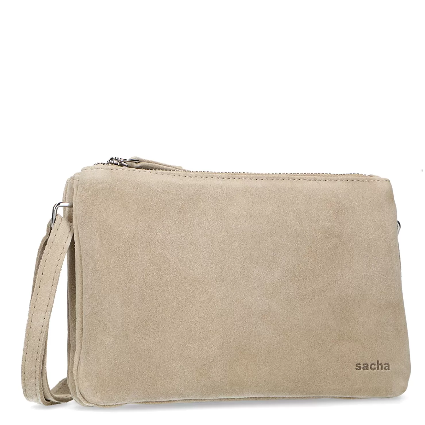 Clearance Sacha Beige Suede Schoudertas