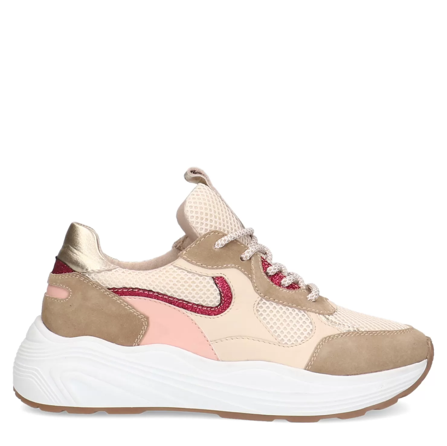 Cheap Sacha Beige Suede Sneakers Met Roze Details