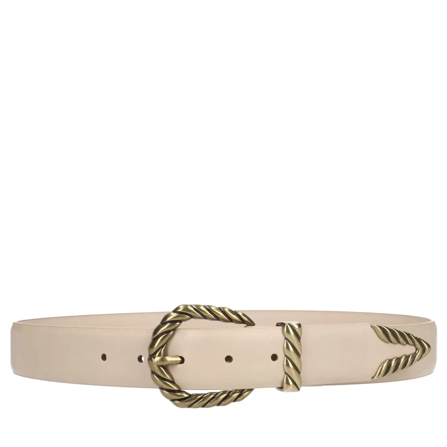 Hot Sacha Beige Western Riem Met Goudkleurige Gesp