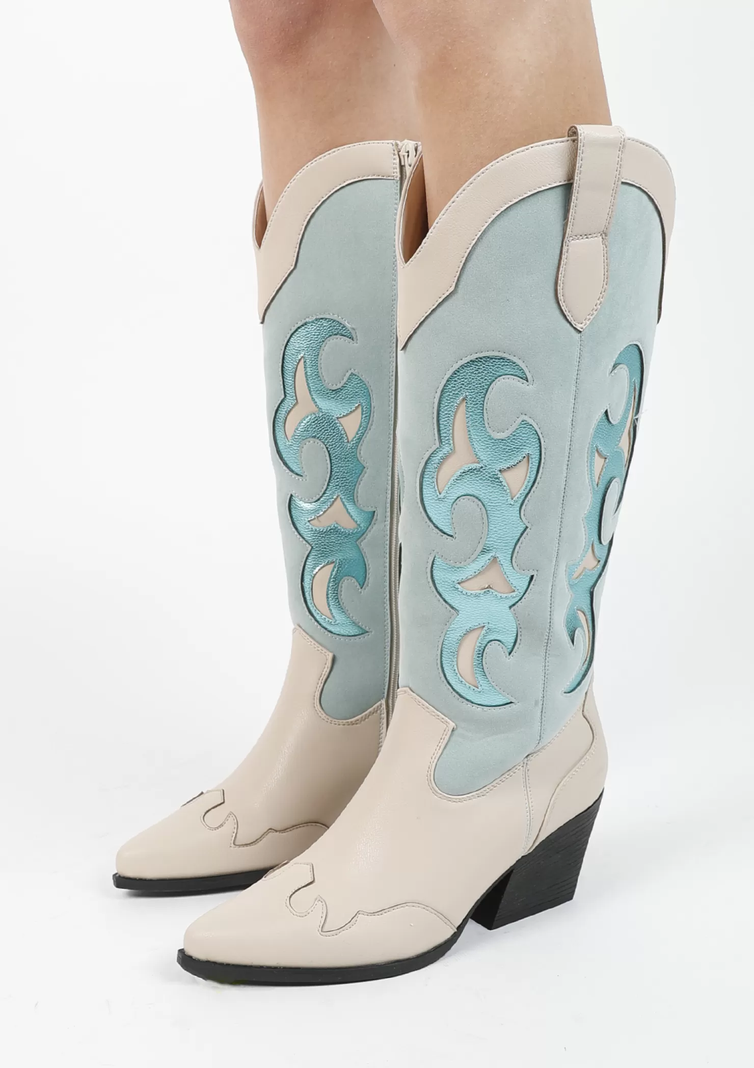 Outlet Sacha Blauwe Cowboylaarzen Met Metallic Details