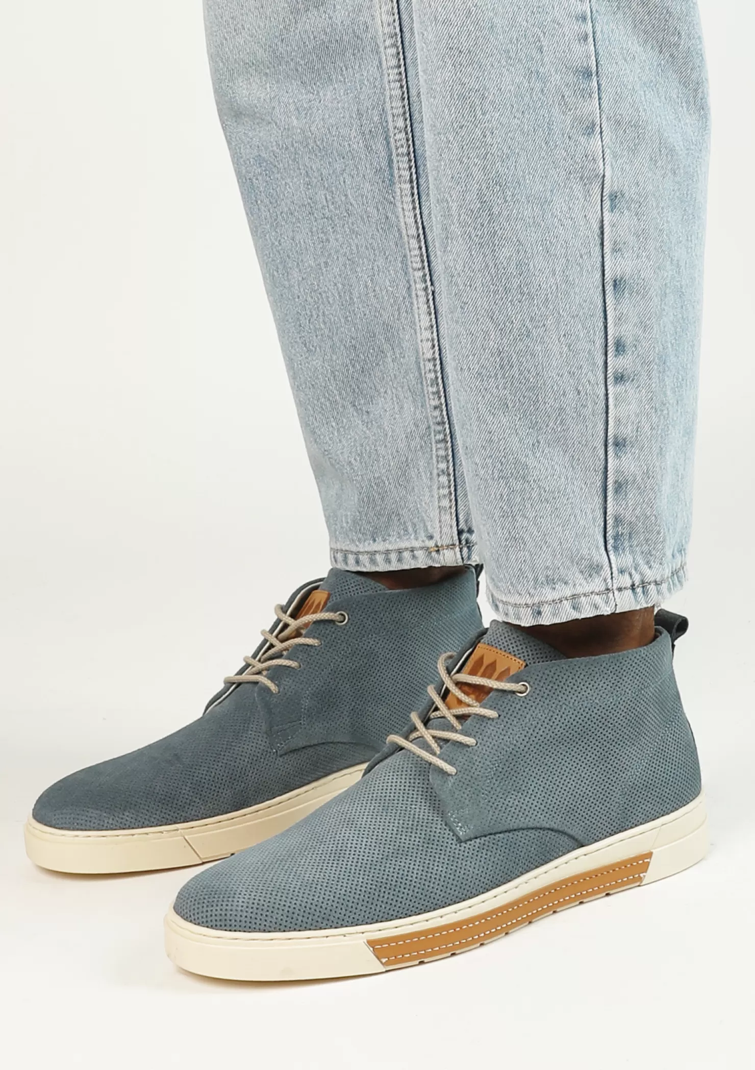 Fashion Sacha Blauwe Hoge Leren Sneakers