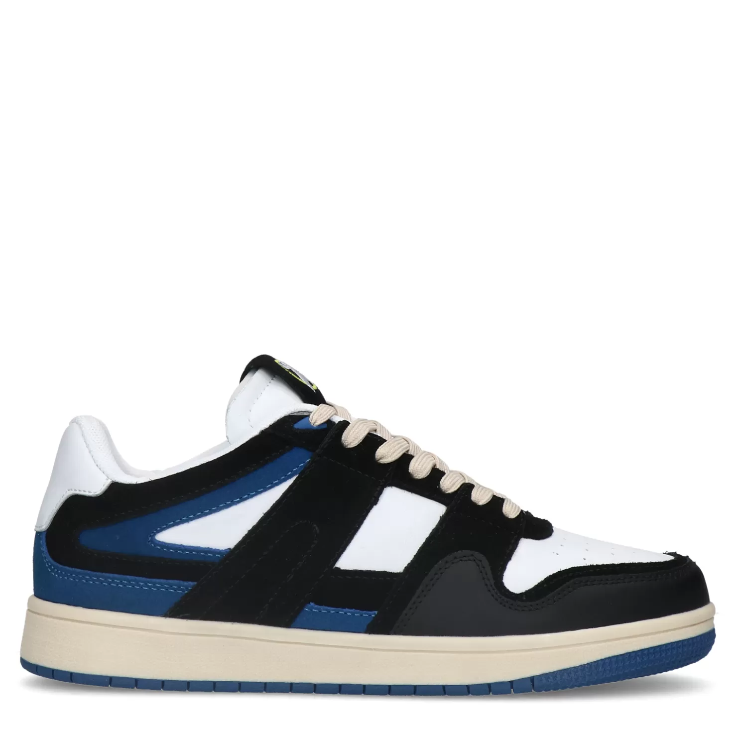 Fashion Sacha Blauwe Leren Sneakers Met Suede Details