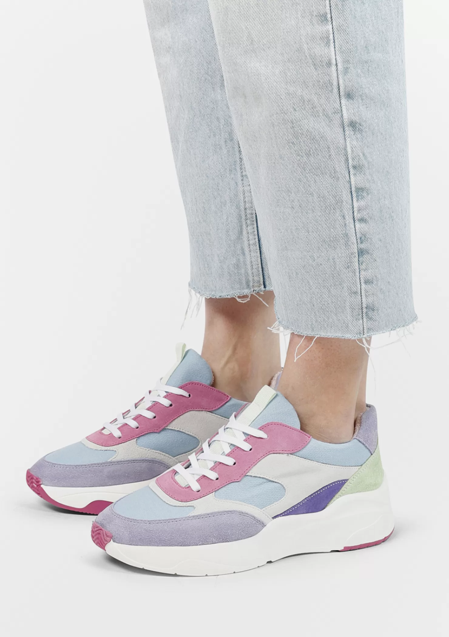 Hot Sacha Blauwe Multicolor Suede Sneakers