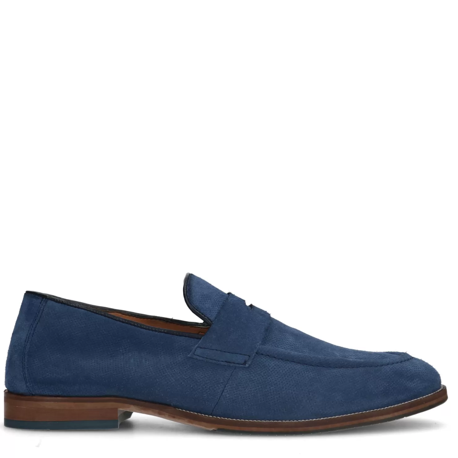 Cheap Sacha Blauwe Suede Penny Loafers