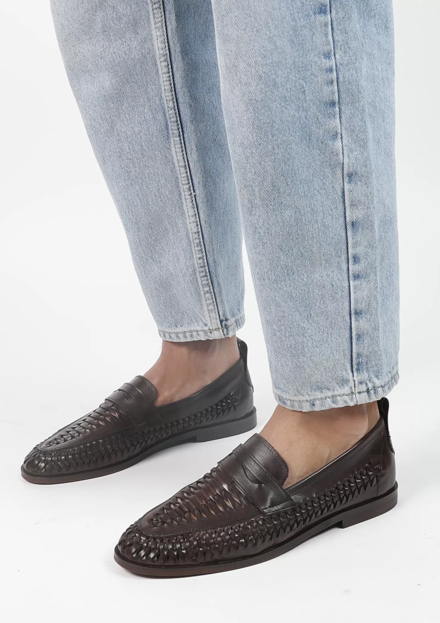 Best Sacha Bruine Gevlochten Leren Loafers