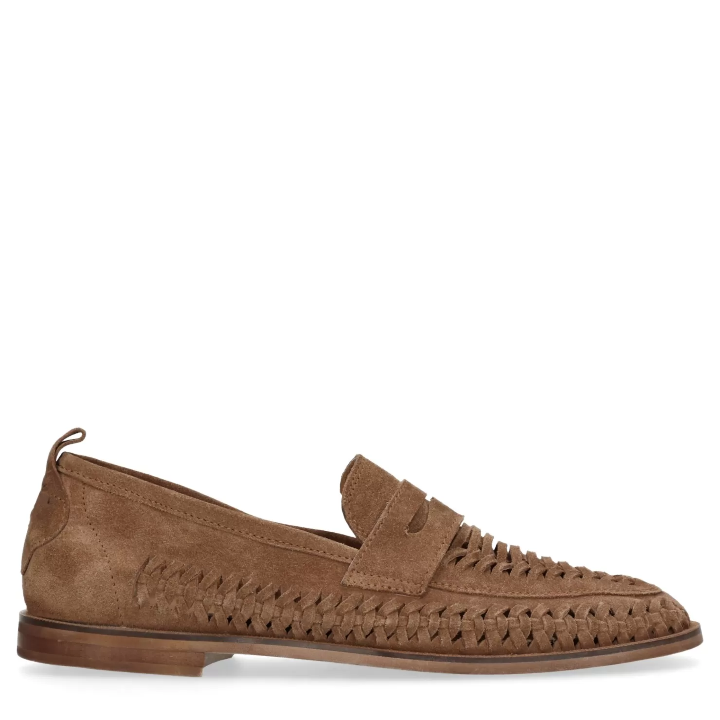 Discount Sacha Bruine Gevlochten Suede Loafers