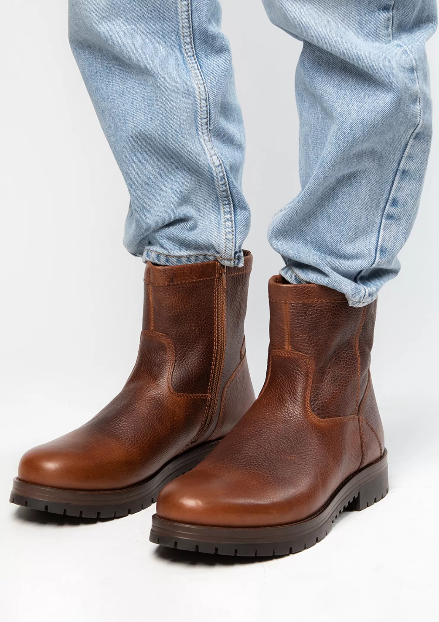 Cheap Sacha Bruine Leren Boots Met Imitatiebont