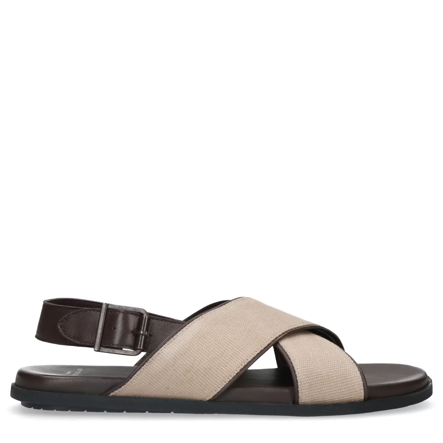 Best Sacha Bruine Leren Sandalen Met Beige Details