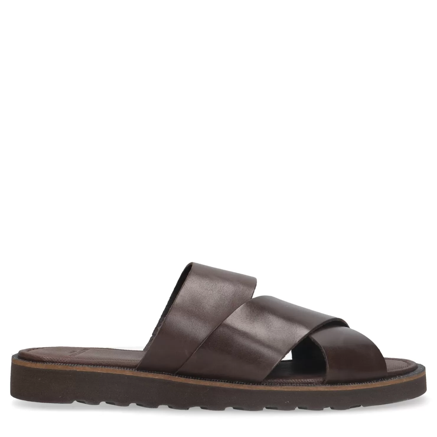 Cheap Sacha Bruine Leren Slippers