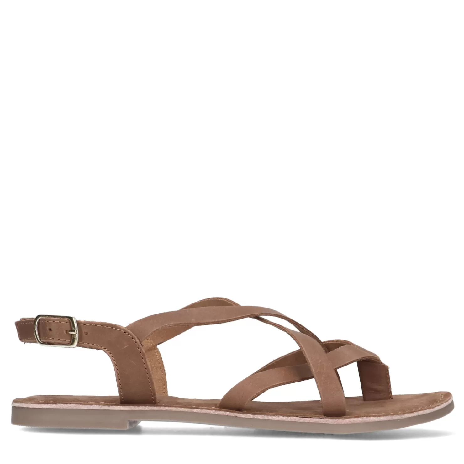 Online Sacha Camel Leren Sandalen Met Gekruiste Bandjes