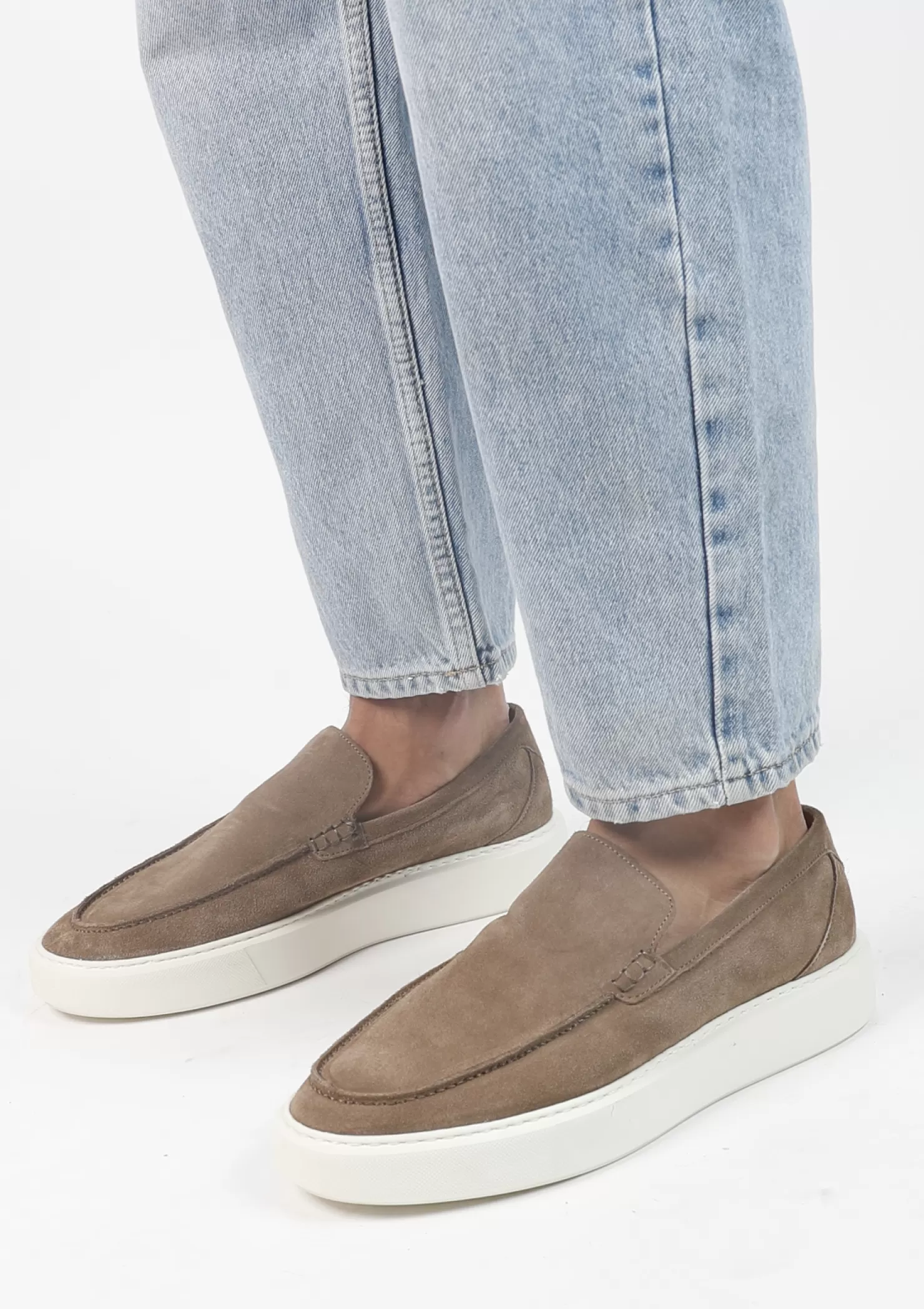 Store Sacha Camel Loafers Met Witte Zool