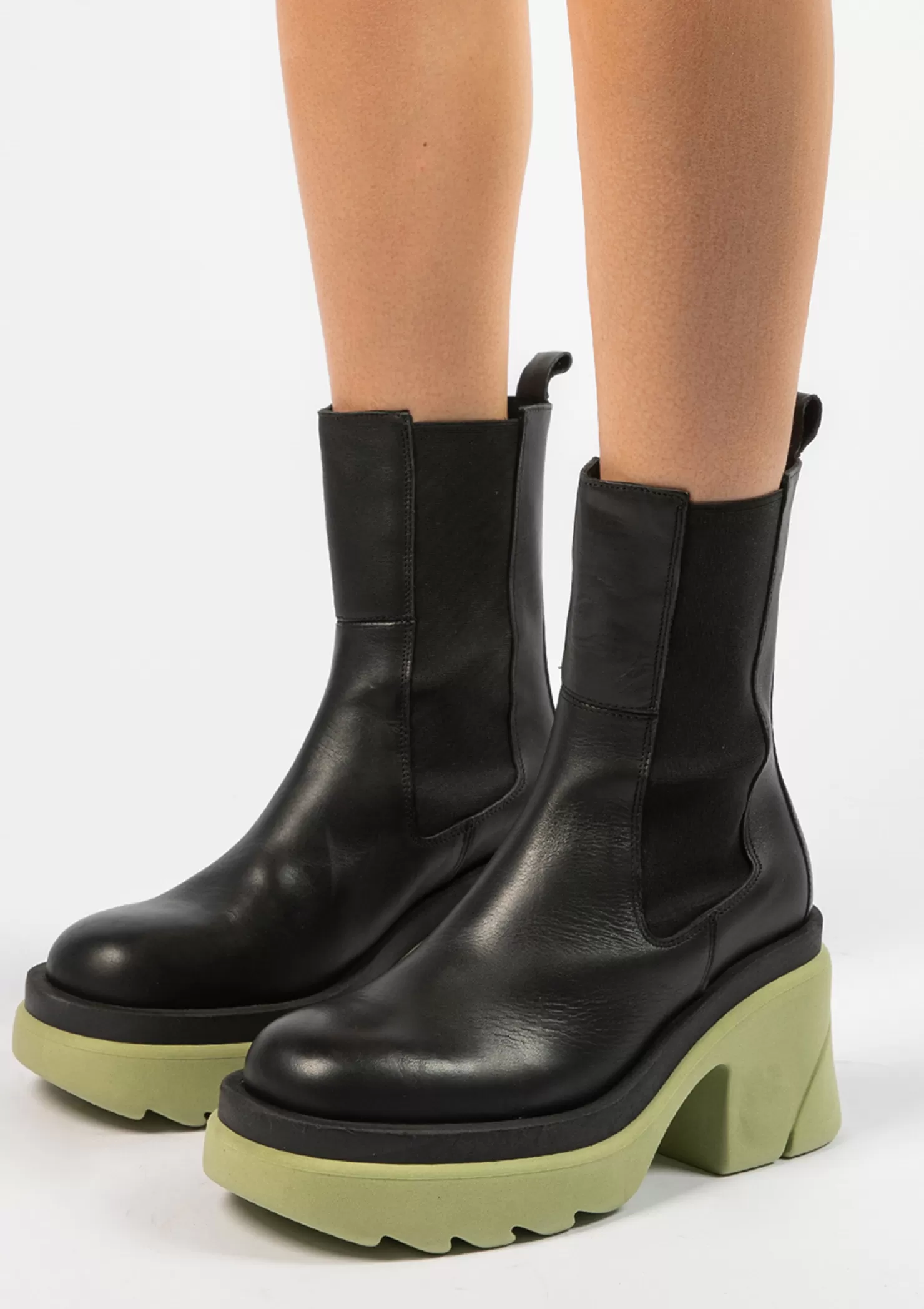 Clearance Sacha Chunky Chelsea Boots Met Groene Zool