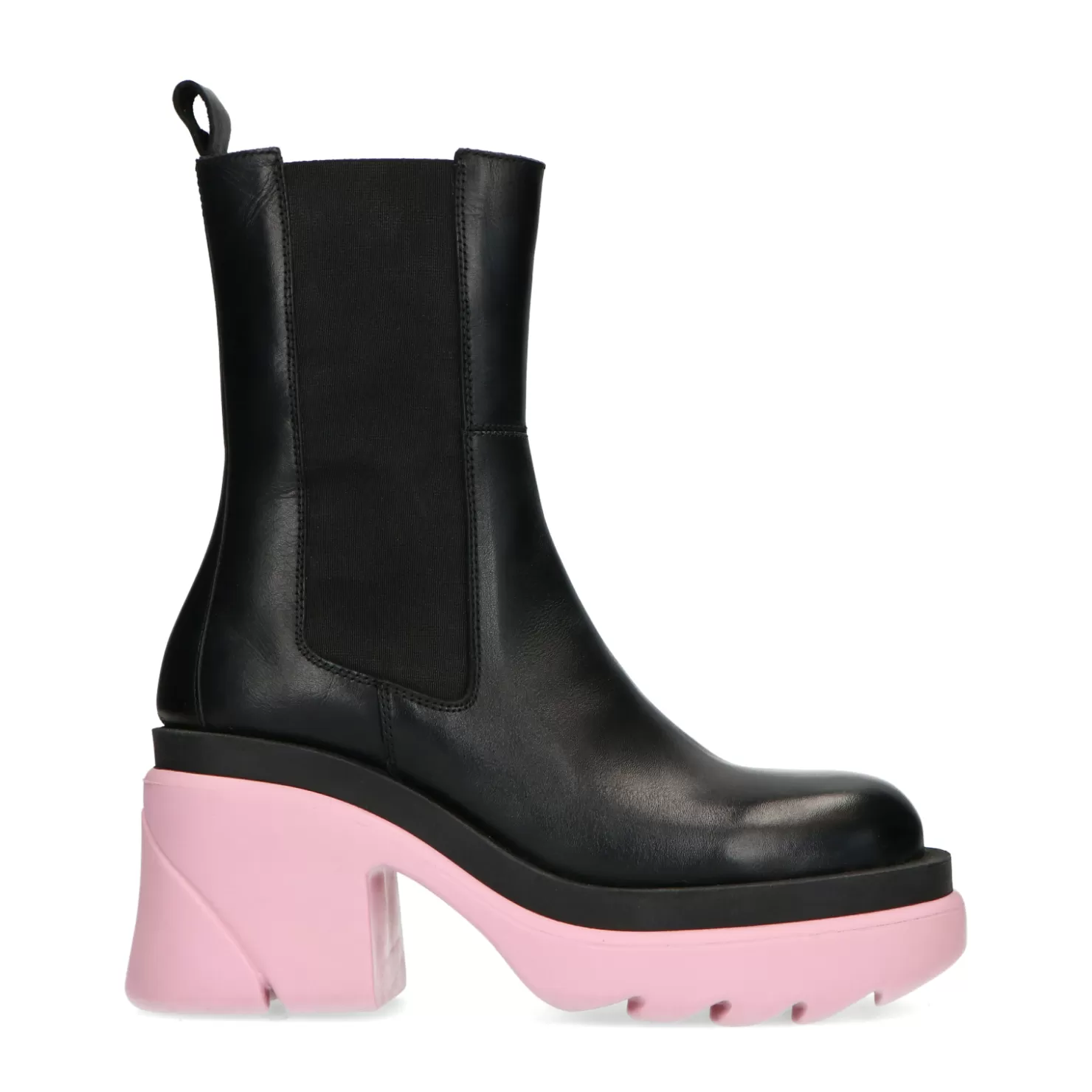 Fashion Sacha Chunky Chelsea Boots Met Roze Zool