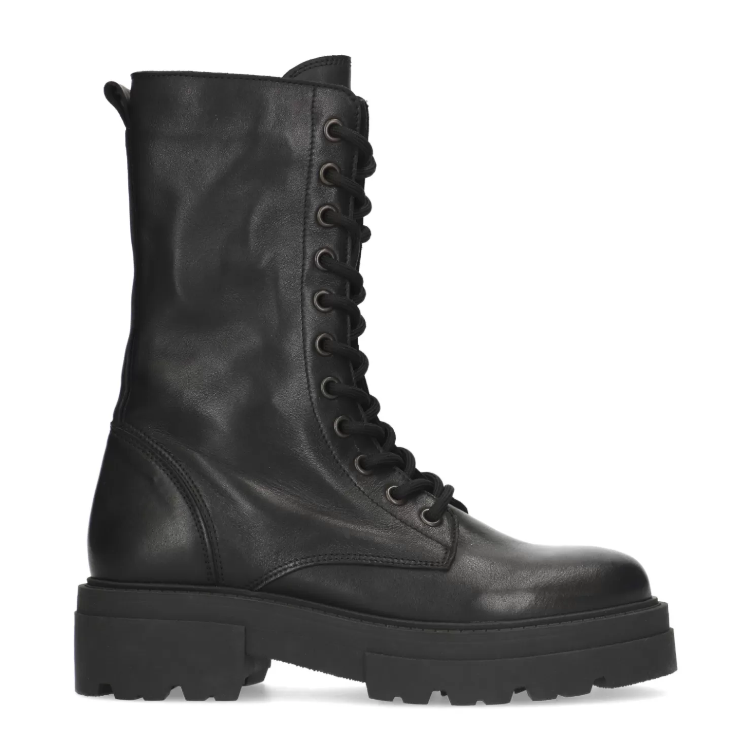 Cheap Sacha Chunky Zwarte Leren Veterboots