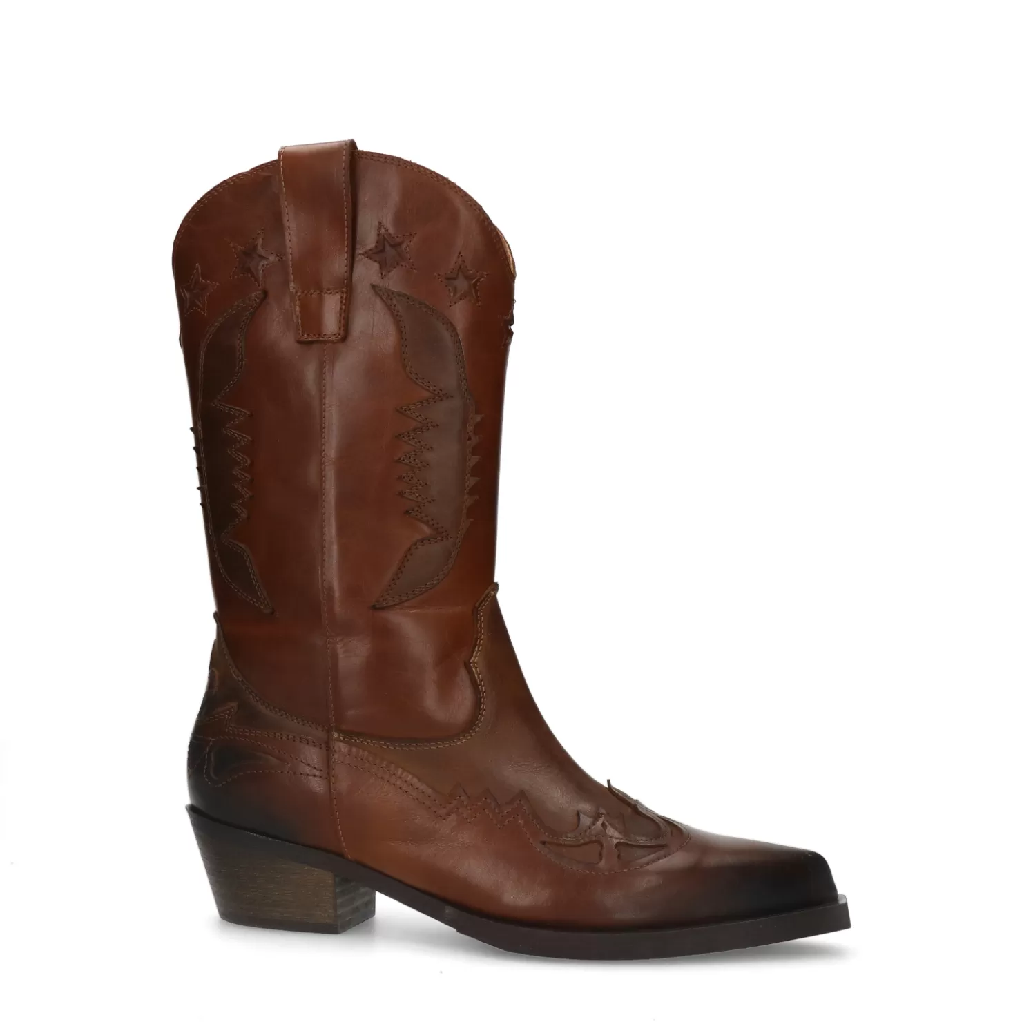 Store Sacha Cognac Leren Western Boots