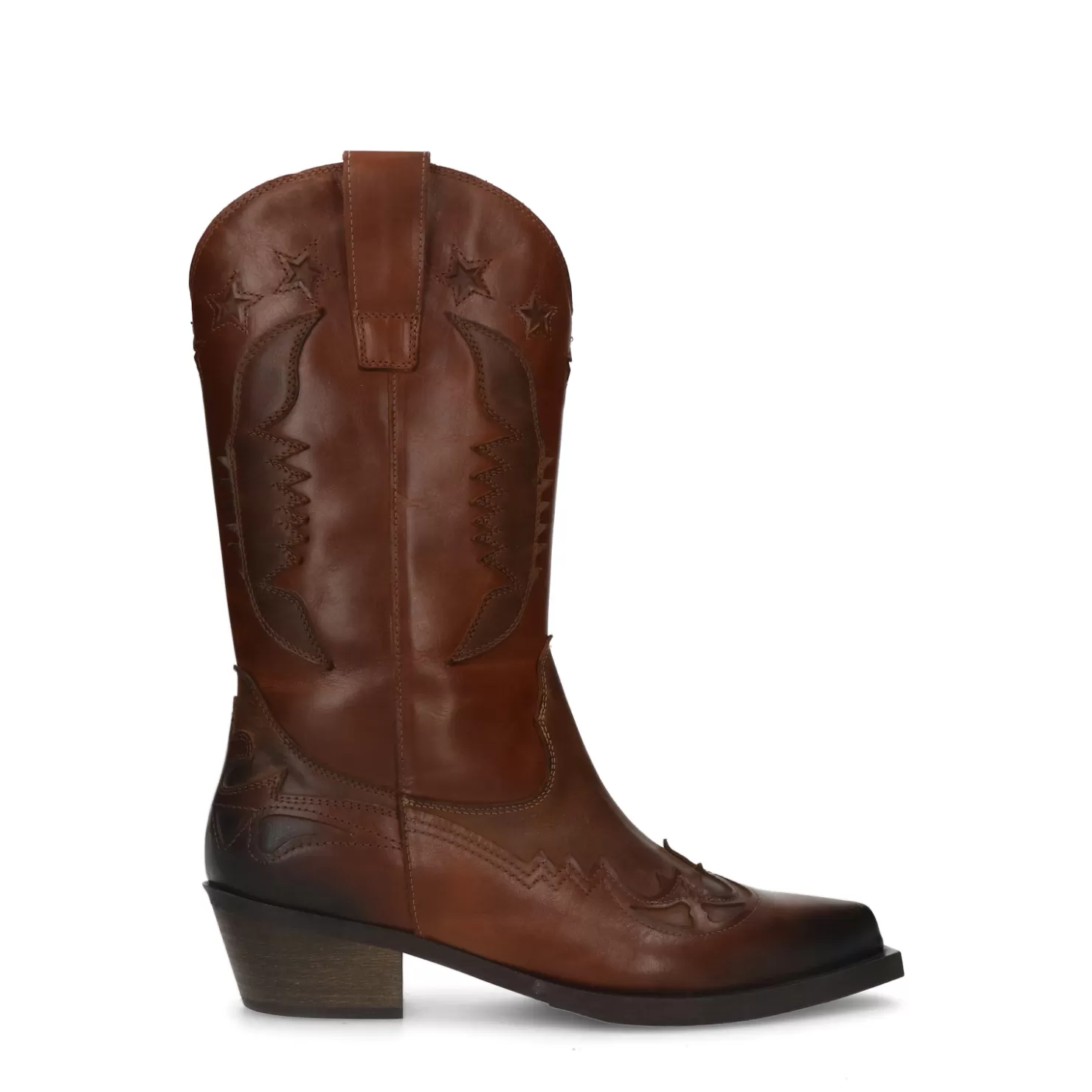 Store Sacha Cognac Leren Western Boots