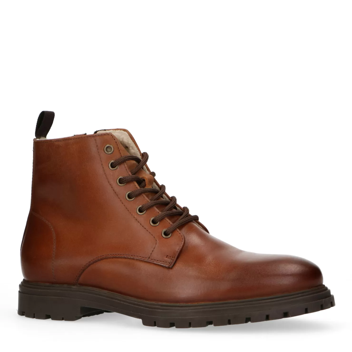 Outlet Sacha Cognac Veterboots Met Imitatiebont Vulling