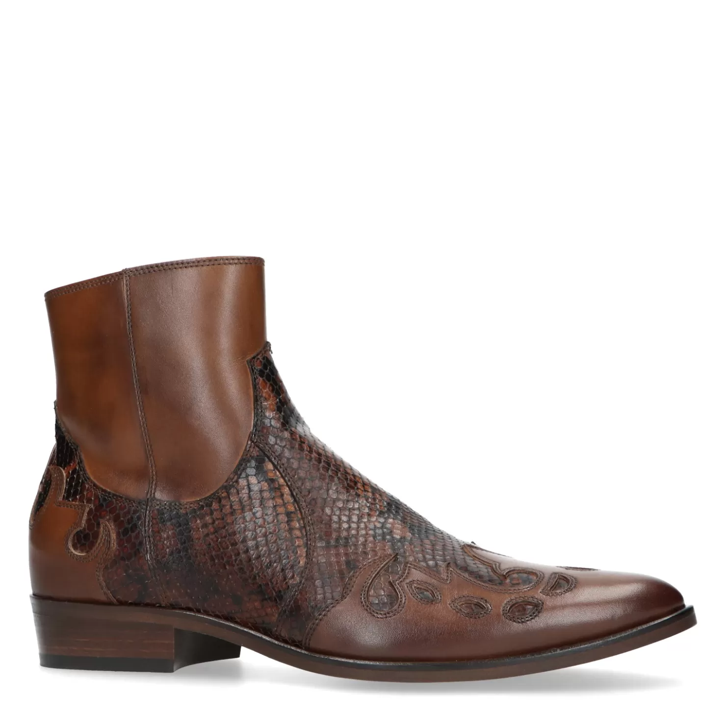 Best Sacha Cognac Western Boots Met Snakeskin