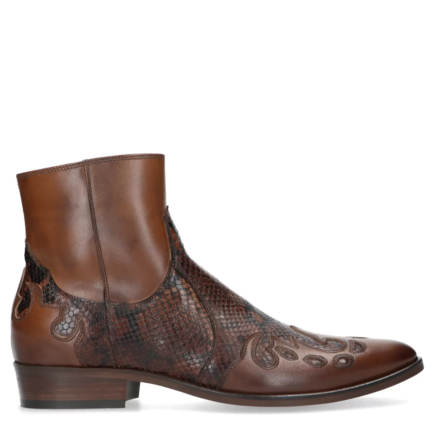 Best Sacha Cognac Western Boots Met Snakeskin