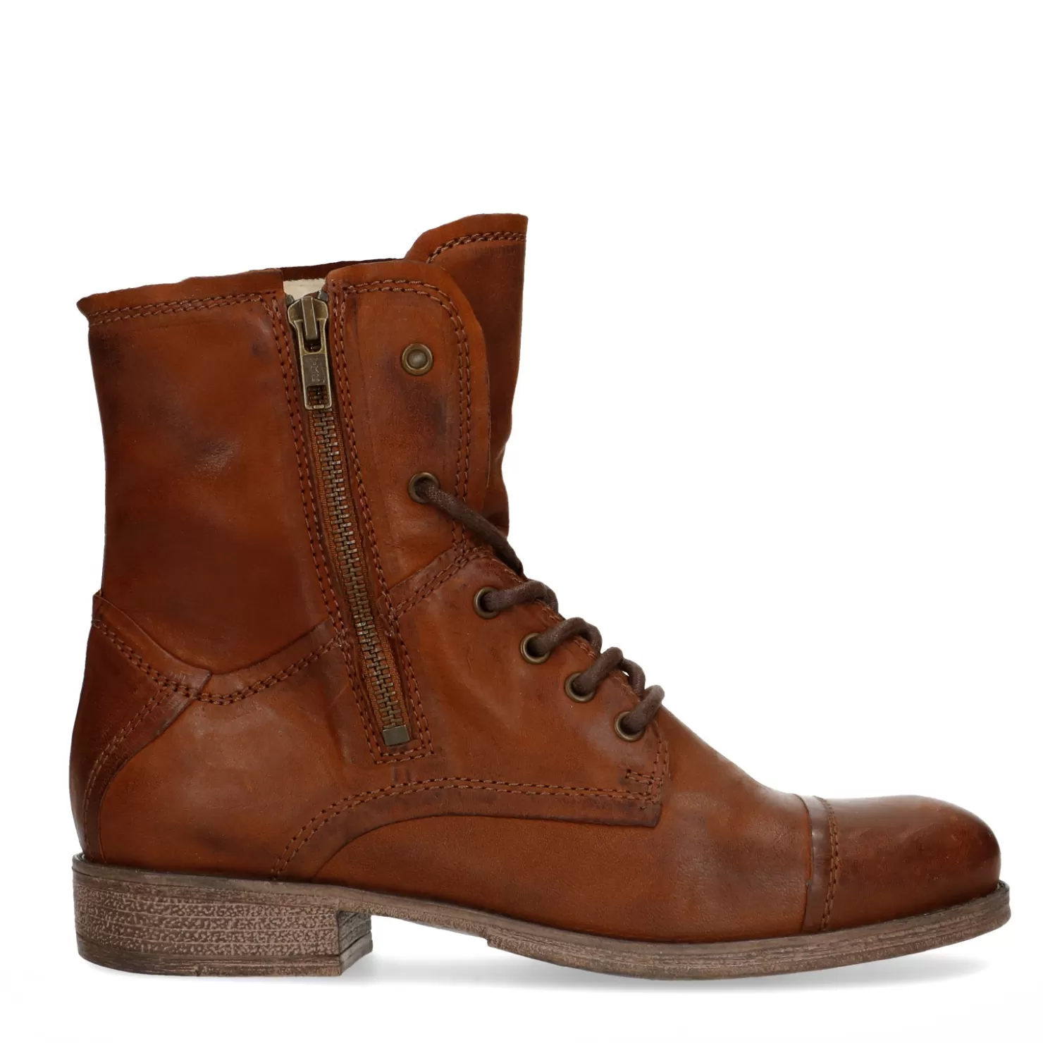 Online Sacha Combat Boots Bruin Met Imitatiebont