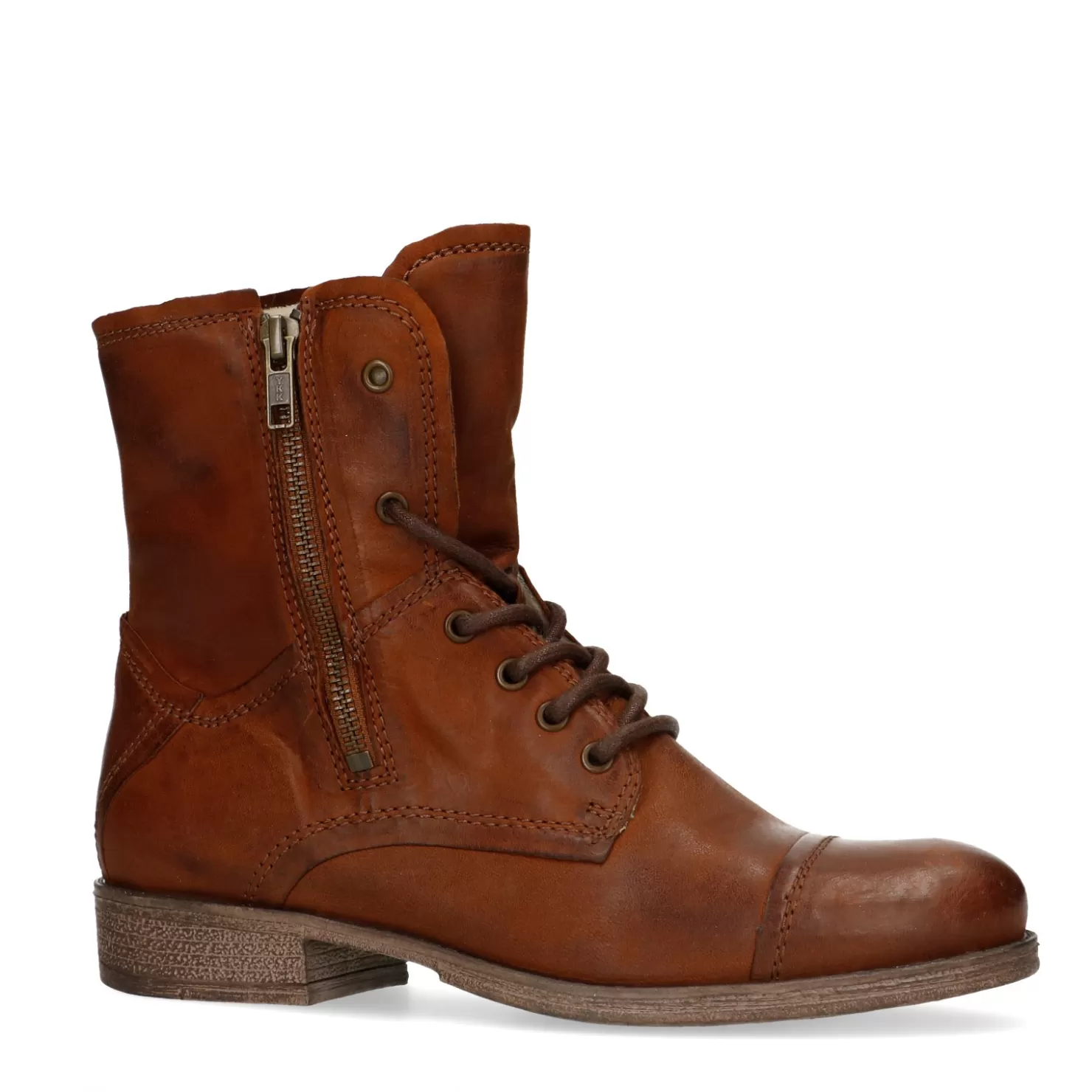 Online Sacha Combat Boots Bruin Met Imitatiebont