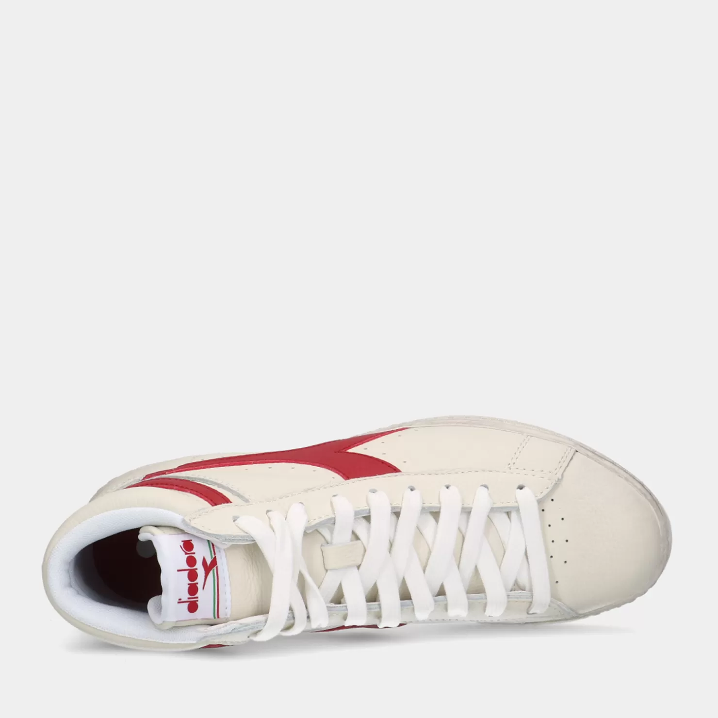 Best Sale Sacha Diadora Game L High Waxed White/Red Pepper Heren Sneakers