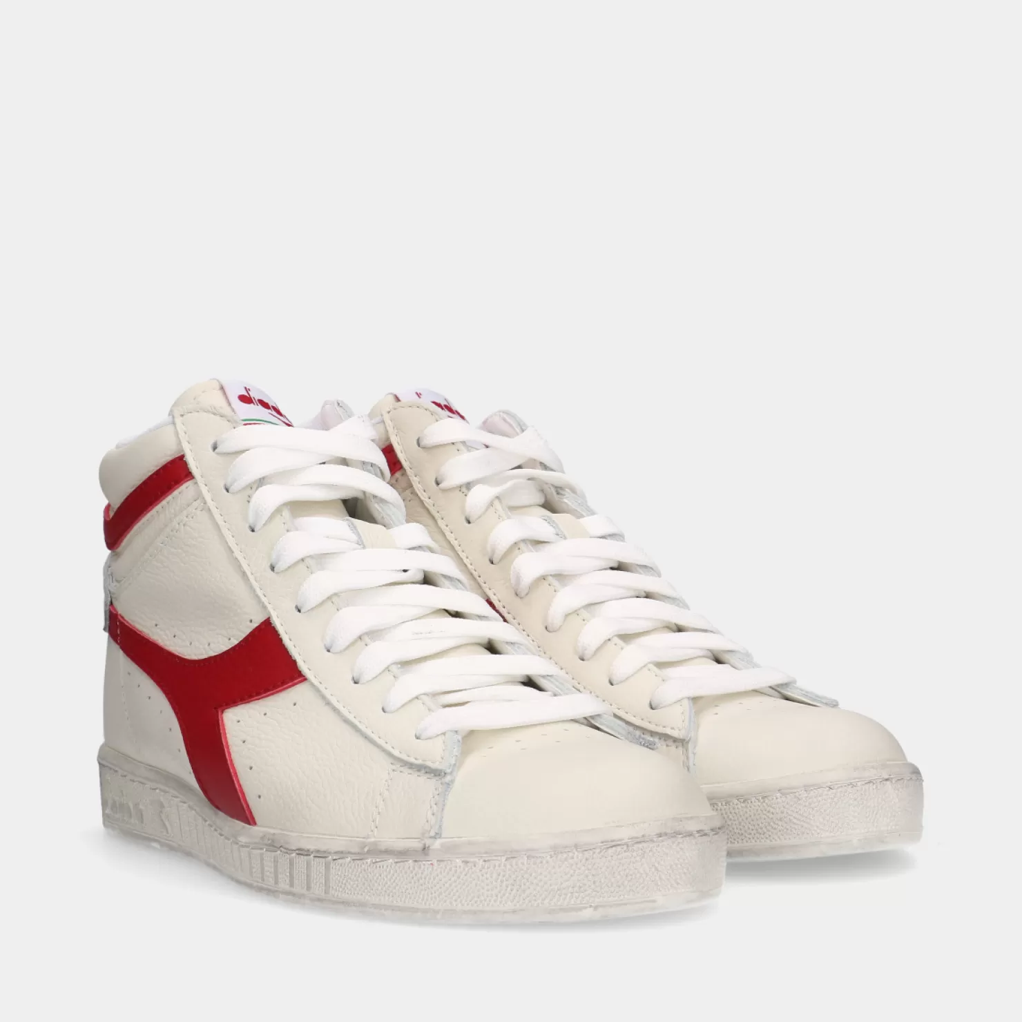 Best Sale Sacha Diadora Game L High Waxed White/Red Pepper Heren Sneakers