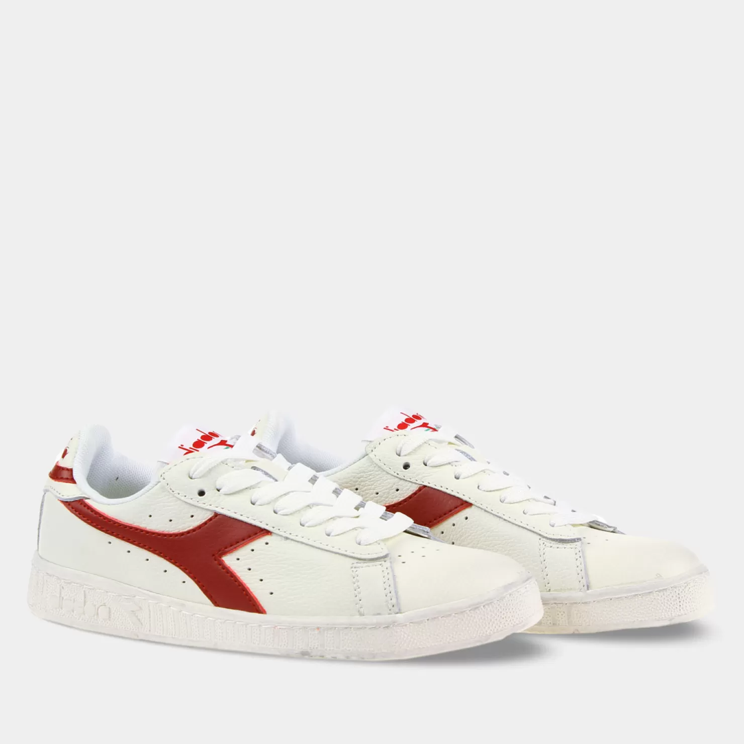 New Sacha Diadora Game L Low Waxed Wit/Rood Dames