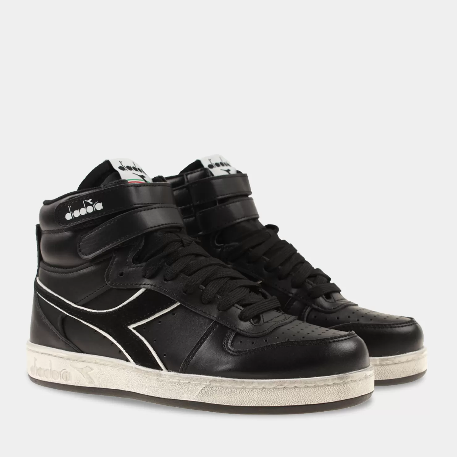 Hot Sacha Diadora Magic Basket Mid Icona Leather Zwart Dames