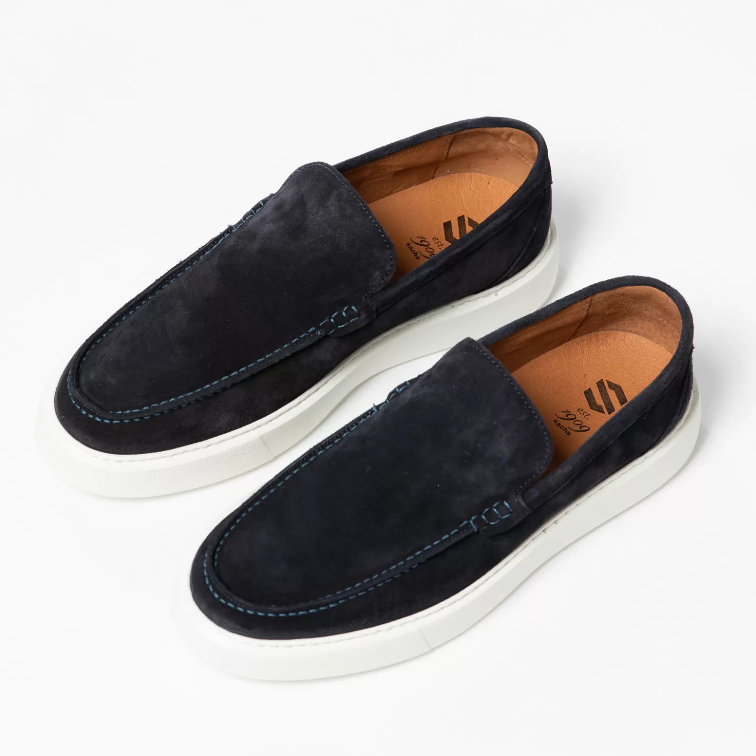 Discount Sacha Donkerblauwe Loafers Met Witte Zool