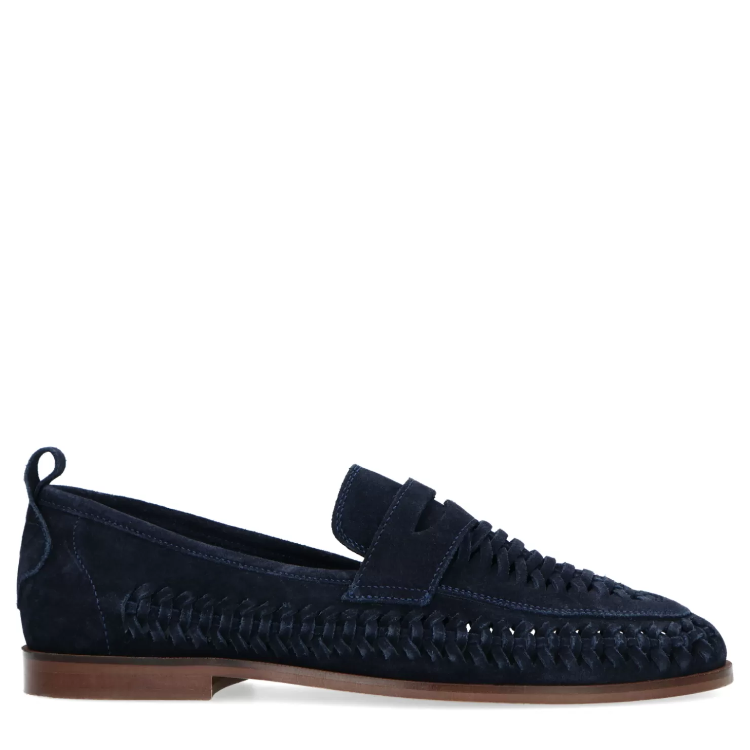 Best Sacha Donkerblauwe Suede Loafers Met Gevlochten Detail