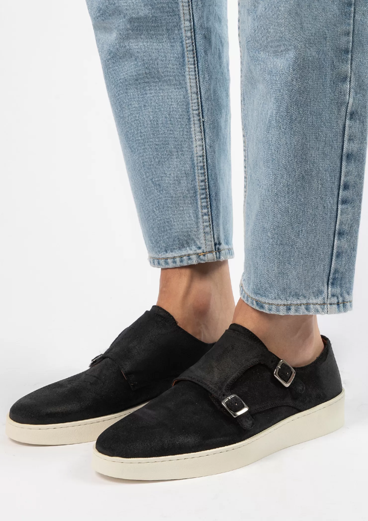 Sale Sacha Donkerblauwe Suede Monk Sneakers