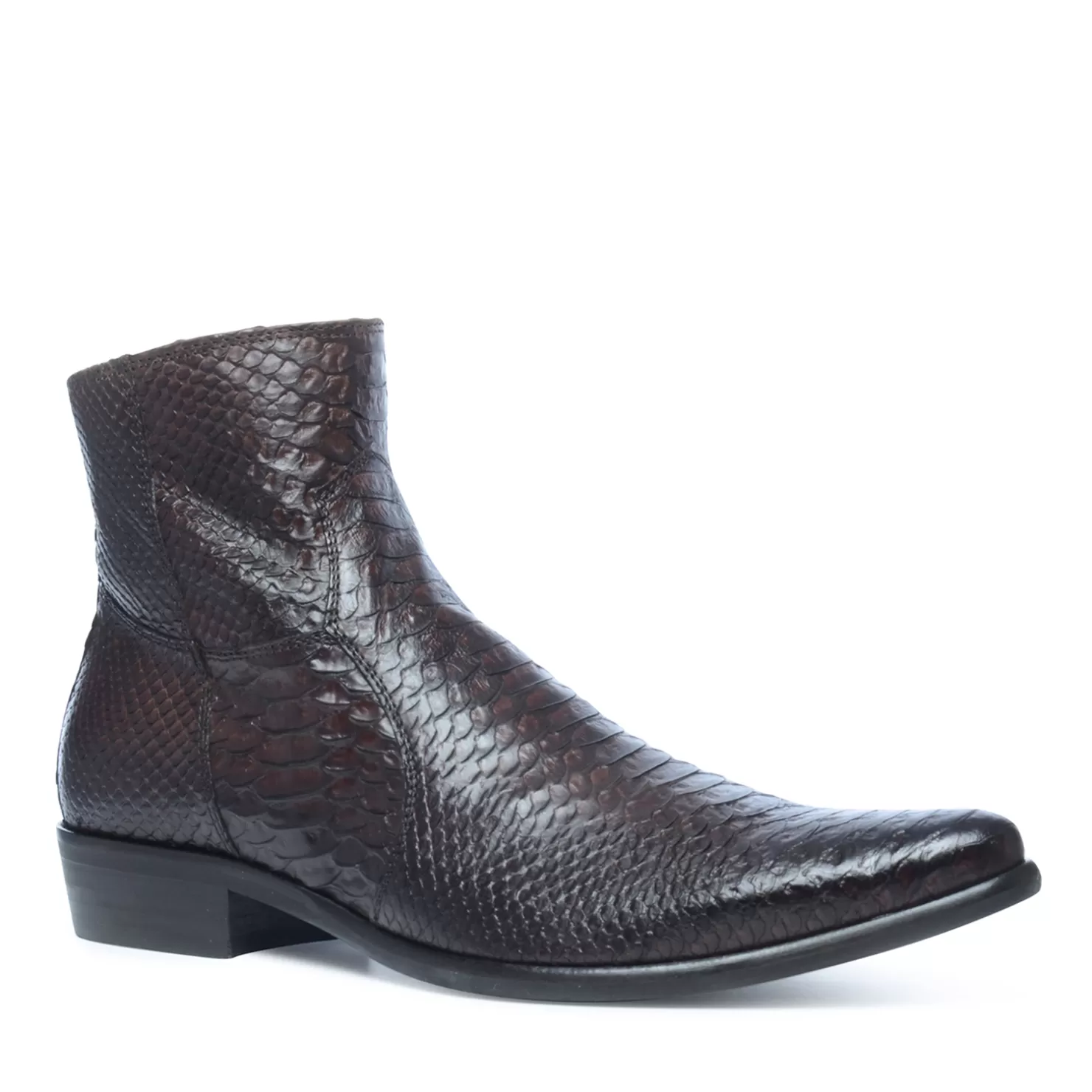 Store Sacha Donkerbruine Lage Boots Met Snakeskin